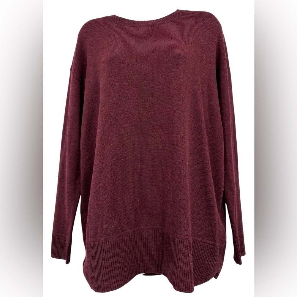 H&M CONSCIOUS Knit Sweater Wool Blend Maroon Red Zip Back Women's Small